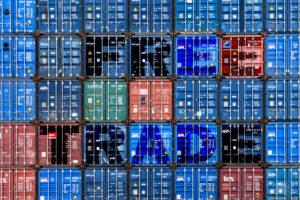 Container, inscription Free Trade, Free Trade Container, inscription Free Trade, Free Trade