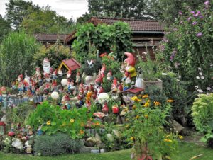 Germany, Bavaria, Germering, garden, gnomes Germany, Bavaria, Germering, garden, gnomes