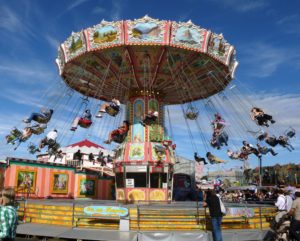 Germany, Bavaria, Munich, Oktoberfest, Kettenkarussell, Wiesn visitors Germany, Bavaria, Munich, Oktoberfest, Kettenkarussell, Wiesn visitors