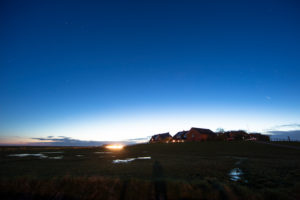Germany, Schleswig-Holstein, Hallig Hooge, Ockelützwarft at night Germany, Schleswig-Holstein, Hallig Hooge, Ockelützwarft at night