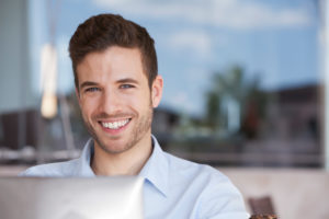 Businessman using laptop computer