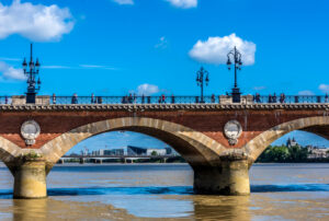 France, New Aquitaine, Bordeaux, stone bridge (UNESCO World Heritage)