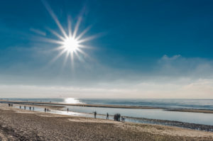 France, New Aquitaine, Arcachon Bay, Petit Nice beach at low tide