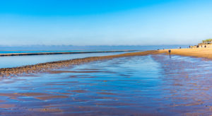 France, New Aquitaine, Arcachon Bay, Petit Nice beach at low tide