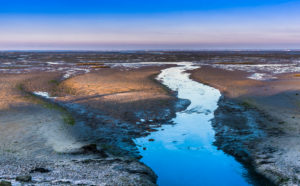 France, New Aquitaine, Arcachon Bay, La Teste de Buch, Bordes salt marsh at low tide