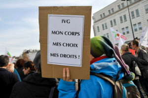 France, city of Nantes, demonstration in defense of women's right to abortion during the celebration of the 40th anniversary of the law allowing abortion.