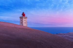 Rubjerg Knude Lighthouse at sunrise on a cold morning Rubjerg Knude Lighthouse at sunrise on a cold morning