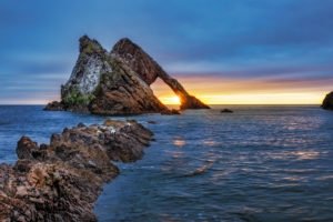 Sunrise at Bow fiddle Rock near Portknockie Sunrise at Bow fiddle Rock near Portknockie