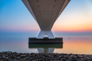 The Zeeland Bridge, lokally known as Zeelandbrug is with 5022 metres the longest bridge in the Netherlands, It was built between 1963 and 1965. The Zeeland Bridge, lokally known as Zeelandbrug is with 5022 metres the longest bridge in the Netherlands, It was built between 1963 and 1965.