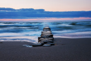 groyne and waves at Baltic Sea, Zingst groyne and waves at Baltic Sea, Zingst
