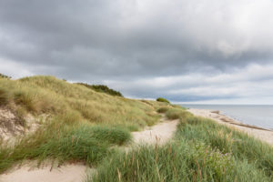 Dark clouds over the beach of Vester Sømarken, Europe, Denmark, Bornholm, Dark clouds over the beach of Vester Sømarken, Europe, Denmark, Bornholm,
