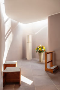 Europe, Germany, North Rhine-Westphalia, Bielefeld. The sanctum in the modern small annex of the church Saint Jodokus (former Franciscan cloister, 15. Cent.). Europe, Germany, North Rhine-Westphalia, Bielefeld. The sanctum in the modern small annex of the church Saint Jodokus (former Franciscan cloister, 15. Cent.).