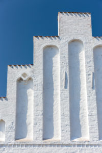 Europe, Denmark, Møn, Elmelunde. Facade detail of the church of Elmelunde (in 1085 A.D.). Europe, Denmark, Møn, Elmelunde. Facade detail of the church of Elmelunde (in 1085 A.D.).