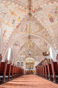 Europe, Denmark, Møn, Keldby, The richly decorated with frescoes (created between 1275-1600) decorated interior of the Keldby church (13, Jh), Europe, Denmark, Møn, Keldby, The richly decorated with frescoes (created between 1275-1600) decorated interior of the Keldby church (13, Jh),