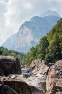 Europe, Switzerland, Ticino, Brione. View from the Valle Verzasca to the massif of the Poncione della Marcia (2454m). Europe, Switzerland, Ticino, Brione. View from the Valle Verzasca to the massif of the Poncione della Marcia (2454m).