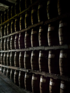 Saint James, rum warehouse, rum maturing in the barrels Saint James, rum warehouse, rum maturing in the barrels