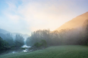 Hardegg, river Thaya at morning, mist, sun coming through, view to Neuhäusl Castle ruin, Thaya River National Park Thayatal - Podyji, in Weinviertel, Niederösterreich / Lower Austria, Austria Hardegg, river Thaya at morning, mist, sun coming through, view to Neuhäusl Castle ruin, Thaya River National Park Thayatal - Podyji, in Weinviertel, Niederösterreich / Lower Austria, Austria
