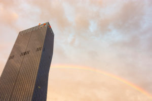 Vienna, DC Tower 1, rainbow, in 22. Donaustadt, Wien / Vienna, Austria Vienna, DC Tower 1, rainbow, in 22. Donaustadt, Wien / Vienna, Austria