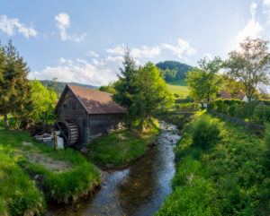Kirchberg am Wechsel, water mill at brook Molzbach in the Vienna Alps, Lower Austria, Austria Kirchberg am Wechsel, water mill at brook Molzbach in the Vienna Alps, Lower Austria, Austria