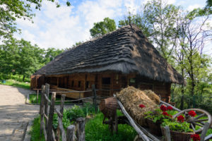 Uzhhorod, Ungwar, Museum of Folk Architecture and Life, traditional house from villages across Zakarpattia (Carpathian Mountains) in Transcarpathian Oblast, Transcarpathia, Zakarpattia, Ukraine Uzhhorod, Ungwar, Museum of Folk Architecture and Life, traditional house from villages across Zakarpattia (Carpathian Mountains) in Transcarpathian Oblast, Transcarpathia, Zakarpattia, Ukraine