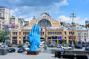 Kiev (Kyiv), Besarabsky Market, artwork hand in Kyiv, Ukraine Kiev (Kyiv), Besarabsky Market, artwork hand in Kyiv, Ukraine