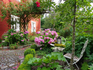 House with flower garden House with flower garden