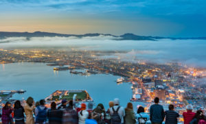 Japan, Hokkaido, Hakodate City sunset panorama Japan, Hokkaido, Hakodate City sunset panorama