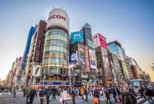 Japan, Tokyo City,, Ginza District, Harumi and Chuo Avenue crossing Japan, Tokyo City,, Ginza District, Harumi and Chuo Avenue crossing