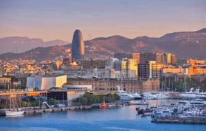 Spain, Catalonia, Barcelona City, Old Harbour, Skyline, sunrise Spain, Catalonia, Barcelona City, Old Harbour, Skyline, sunrise