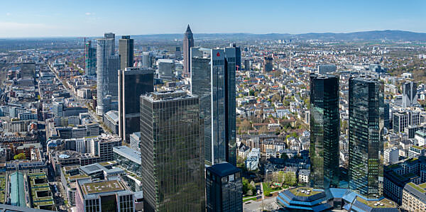 Deutschland, Hessen, Frankfurt, Blick vom Main Tower nach Nordwesten. Deutschland, Hessen, Frankfurt, Blick vom Main Tower nach Nordwesten.