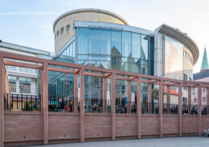 Germany, Hesse, Frankfurt, "The Schirn" art museum, view from the north with the restaurant. Germany, Hesse, Frankfurt, "The Schirn" art museum, view from the north with the restaurant.