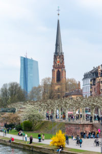 Germany, Hesse, Frankfurt, view to the Dreikönigskirche and the ECB. Germany, Hesse, Frankfurt, view to the Dreikönigskirche and the ECB.