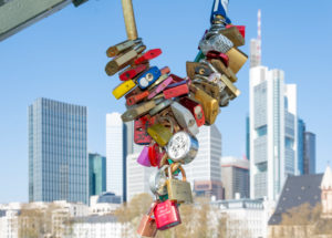 Germany, Hesse, Frankfurt, love castles on the bridge "Eiserner Steg". Germany, Hesse, Frankfurt, love castles on the bridge "Eiserner Steg".