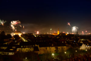 Germany, Baden-Wuerttemberg, Karlsruhe, New Year's Eve in the Durlach district. Germany, Baden-Wuerttemberg, Karlsruhe, New Year's Eve in the Durlach district.