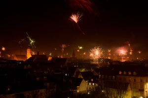 Germany, Baden-Wuerttemberg, Karlsruhe, New Year's Eve in the Durlach district. Germany, Baden-Wuerttemberg, Karlsruhe, New Year's Eve in the Durlach district.