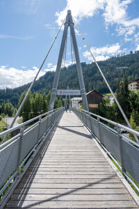 Austria, Serfaus-Fiss-Ladis, Ladis pedestrian bridge. Austria, Serfaus-Fiss-Ladis, Ladis pedestrian bridge.
