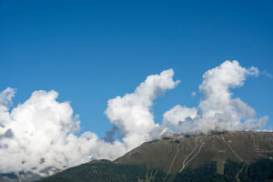 Austria, Serfaus-Fiss-Ladis, clouds on a mountain range. Austria, Serfaus-Fiss-Ladis, clouds on a mountain range.