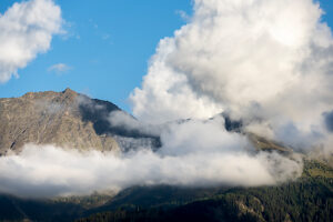 Austria, Serfaus-Fiss-Ladis, clouds on a mountain range. Austria, Serfaus-Fiss-Ladis, clouds on a mountain range.