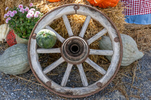 Austria, Serfaus-Fiss-Ladis, old wagon wheel. Austria, Serfaus-Fiss-Ladis, old wagon wheel.