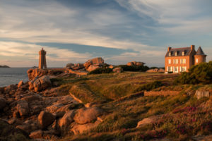 Lighthouse on the Côte de Granit Rose, Brittany, France Lighthouse on the Côte de Granit Rose, Brittany, France