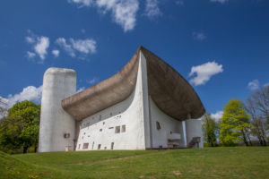 Church Notre-Dame-du-Haut by architect Le Corbusier, Ronchamps, Haute-Saone, Bourgogne-Franche-Comté, France Church Notre-Dame-du-Haut by architect Le Corbusier, Ronchamps, Haute-Saone, Bourgogne-Franche-Comté, France