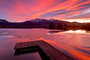 Germany, Bavaria, Upper Bavaria, Tölzer country, Bavarian alps, Kochelmoos, Kochler Moore, Kochler moss, view over the Eichsee on Herzogstand and Heimgarten Germany, Bavaria, Upper Bavaria, Tölzer country, Bavarian alps, Kochelmoos, Kochler Moore, Kochler moss, view over the Eichsee on Herzogstand and Heimgarten