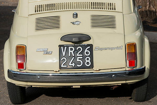 Bildagentur Mauritius Images Old Italian License Plate On A Fiat 500 Classic Car