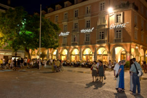 Italy South Tyrol Bozen old town nightlife Walterplatz city hotel Italy South Tyrol Bozen old town nightlife Walterplatz city hotel