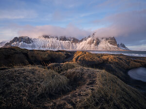 Bildagentur | mauritius images | Famous Stokkness Mountains Snowed From  Aerial View