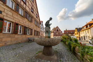 Brestlas fountain on the market square of Cadolzburg, Franconia, Bavaria, Germany Brestlas fountain on the market square of Cadolzburg, Franconia, Bavaria, Germany
