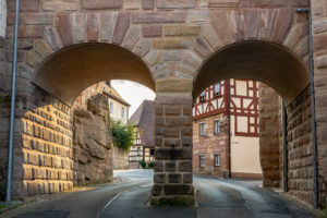 Arch bridge in Burgstrasse at Cadolzburg Castle, Franconia, Bavaria, Germany Arch bridge in Burgstrasse at Cadolzburg Castle, Franconia, Bavaria, Germany