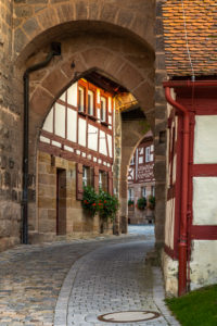 Entrance to the courtyard of Cadolzburg Castle in the evening light, Cadolzburg, Franconia, Bavaria, Germany Entrance to the courtyard of Cadolzburg Castle in the evening light, Cadolzburg, Franconia, Bavaria, Germany