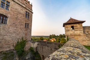 Moat of Cadolzburg Castle in the evening light, Cadolzburg, Franconia, Bavaria, Germany Moat of Cadolzburg Castle in the evening light, Cadolzburg, Franconia, Bavaria, Germany