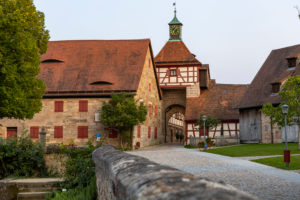 View over Burghof of Cadolzburg Castle in the evening light, Cadolzburg, Franconia, Bavaria, Germany View over Burghof of Cadolzburg Castle in the evening light, Cadolzburg, Franconia, Bavaria, Germany